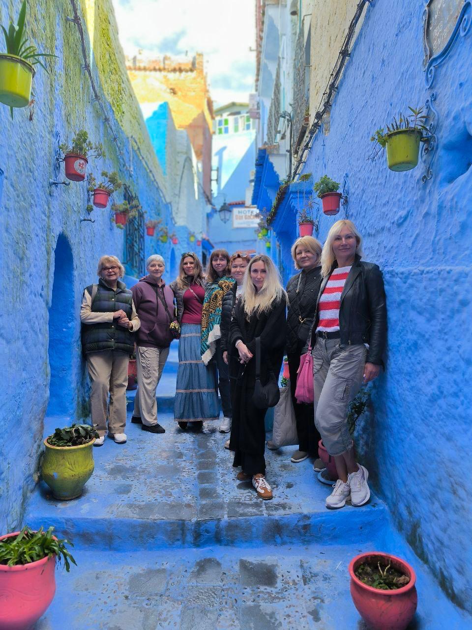 Group in the blue city of Chefchaouen