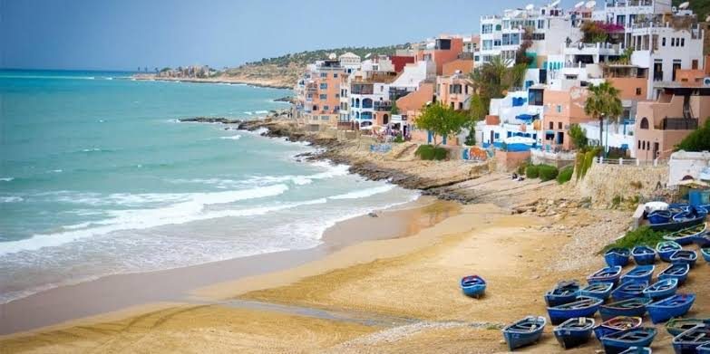 The village of Taghazout by the ocean